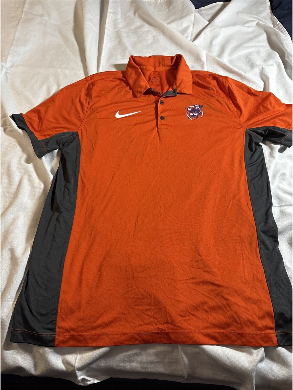 NIKE DRIFIT-CLEMSON TIGERS-Orange Perform.Poly, Athletic Polo Shirt-(L)